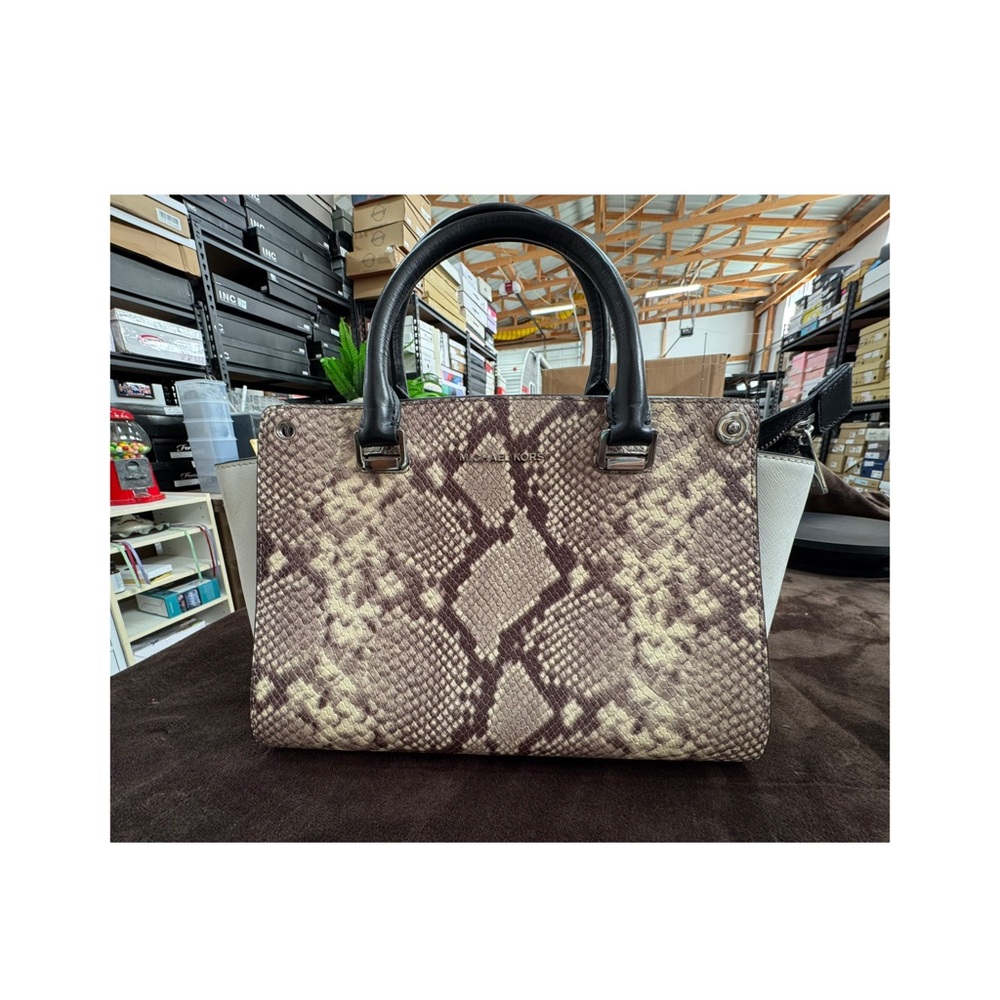 Michael Kors Snake Print Satchel Handbag - Picture 1 of 10